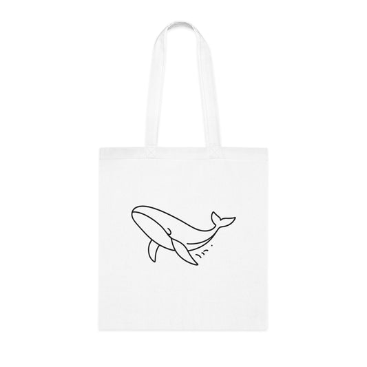 Minimalist Line Art Whale Tote Bag
