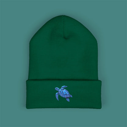 Geometric Polygon Turtle Embroidered Beanie