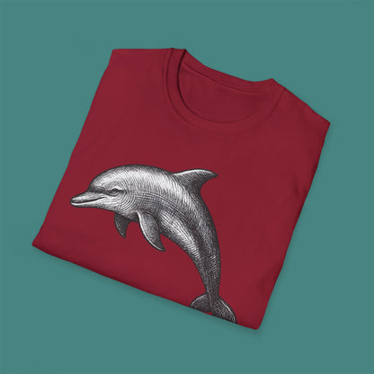 Vintage Etching Dolphin Unisex T-Shirt