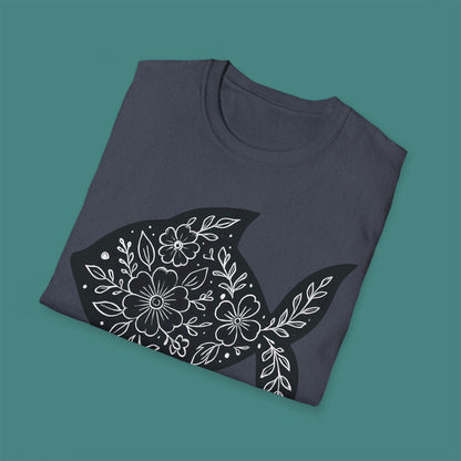 Floral Fish Silhouette Unisex T-Shirt