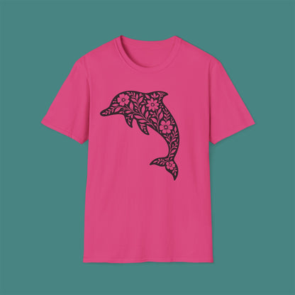 Floral Dolphin Silhouette Unisex T-Shirt