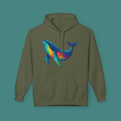 Geometric Polygon Whale Fleece Unisex Hoodie