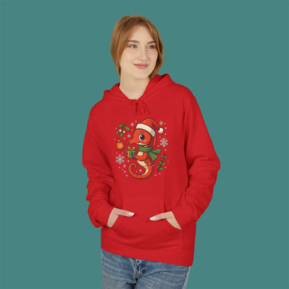Christmas Seahorse Fleece Unisex Hoodie