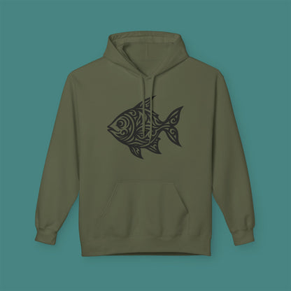Tribal Tattoo Fish Fleece Unisex Hoodie