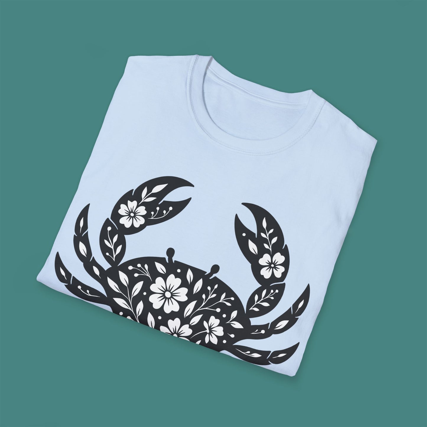 Floral Crab Silhouette Unisex T-Shirt