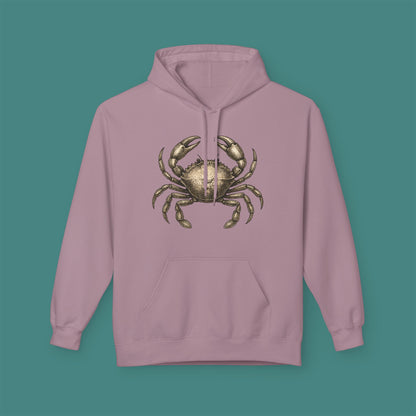 Vintage Etching Crab Fleece Unisex Hoodie