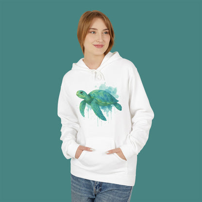 Watercolor Splash Turtle Fleece Unisex Hoodie