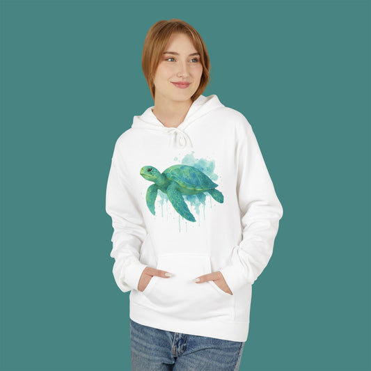 Watercolor Splash Turtle Fleece Unisex Hoodie