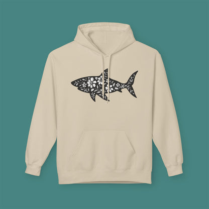 Floral Shark Silhouette Fleece Unisex Hoodie