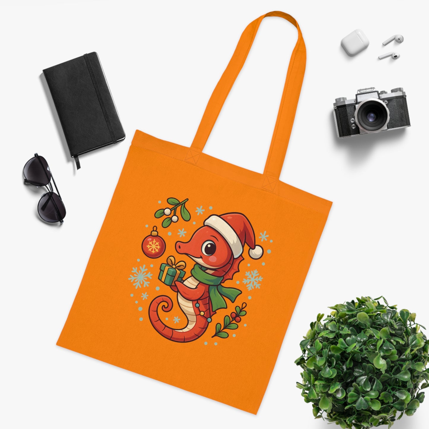 Christmas Seahorse Tote Bag