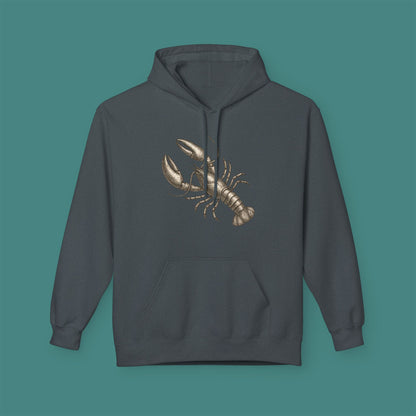 Vintage Etching Lobster Fleece Unisex Hoodie