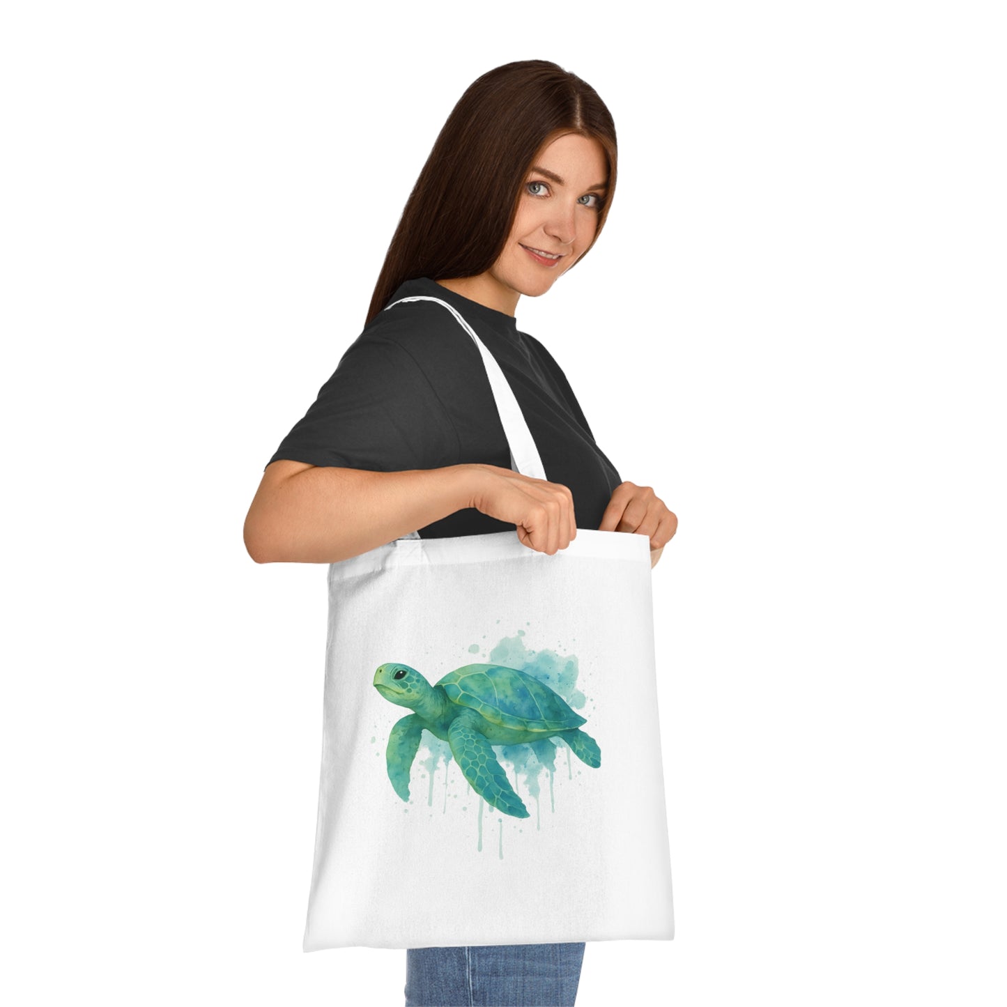 Watercolor Splash Turtle Tote Bag
