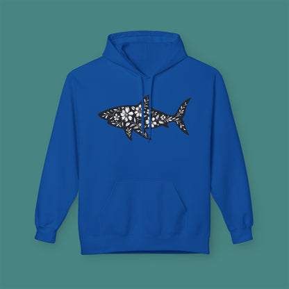 Floral Shark Silhouette Fleece Unisex Hoodie