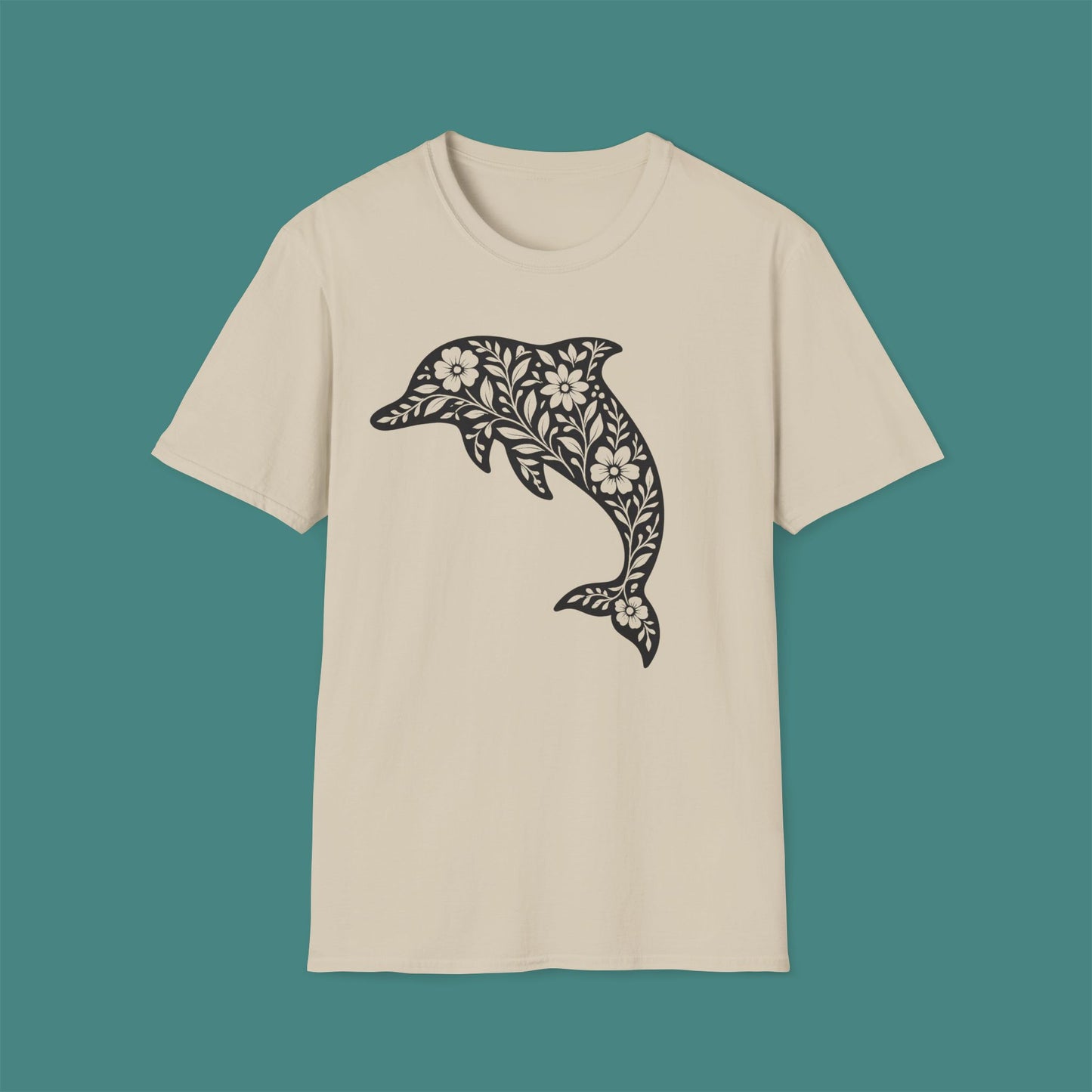 Floral Dolphin Silhouette Unisex T-Shirt