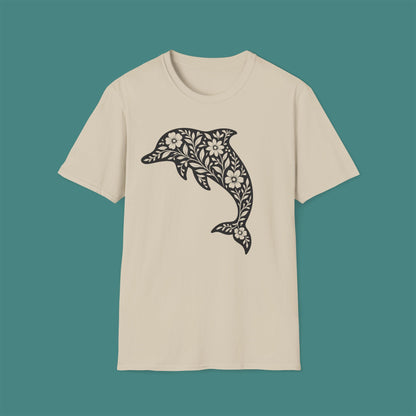 Floral Dolphin Silhouette Unisex T-Shirt