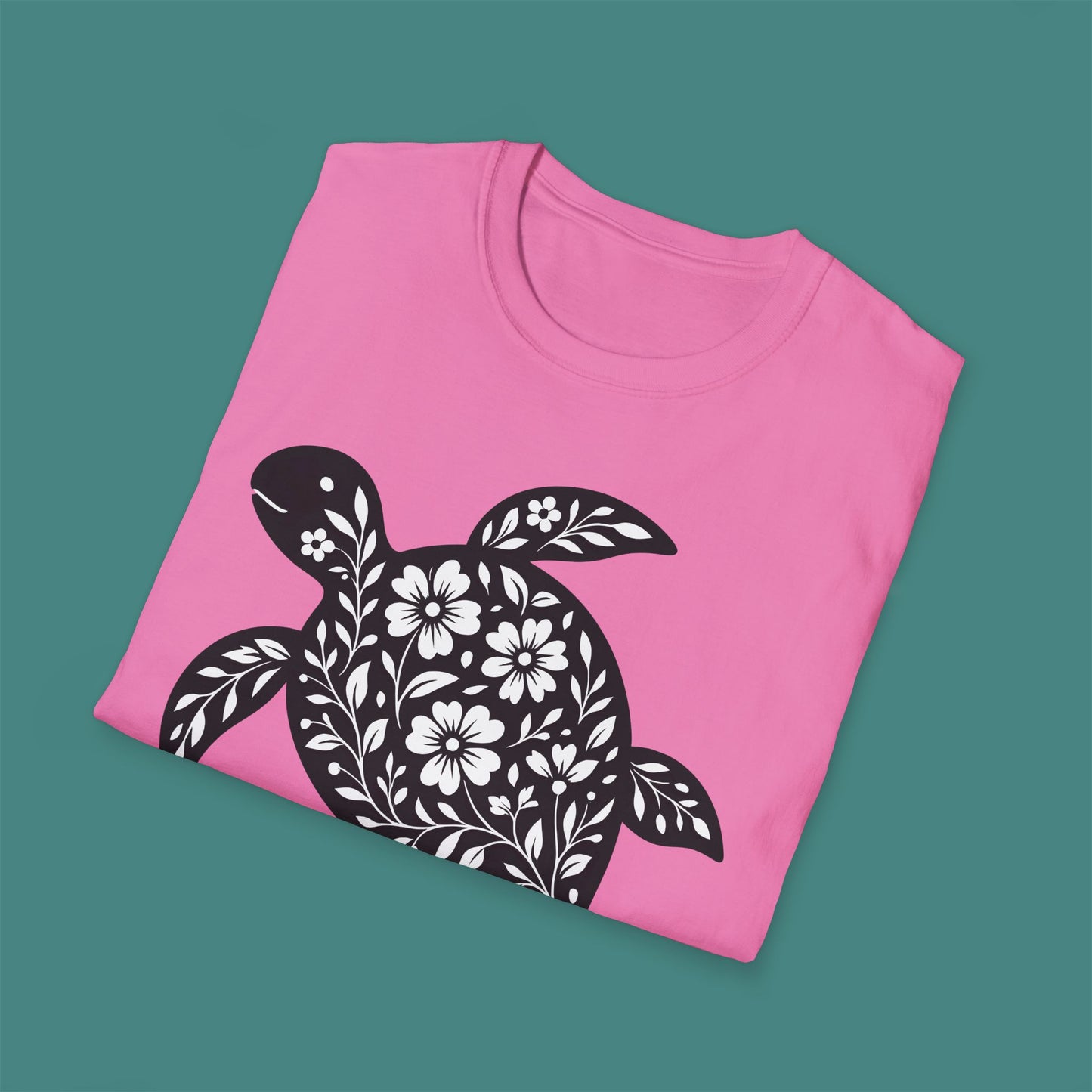 Floral Turtle Silhouette Unisex T-Shirt