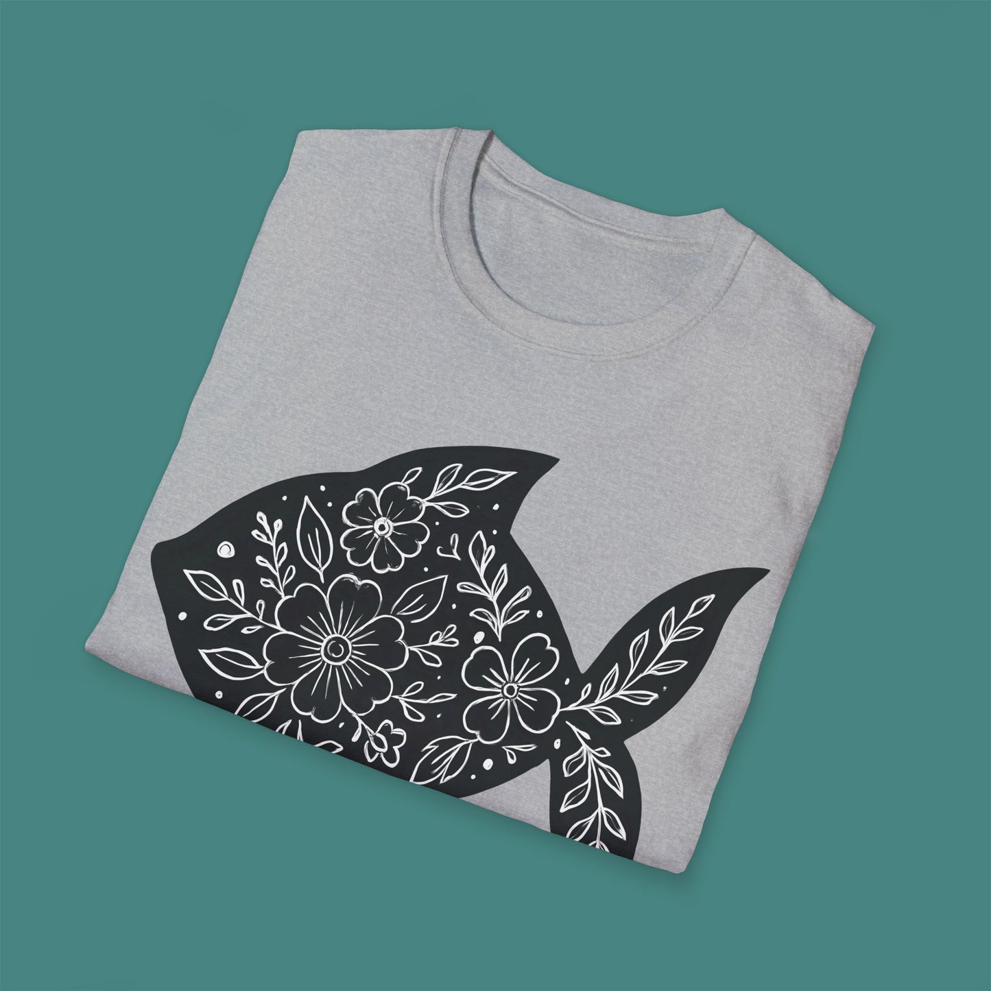 Floral Fish Silhouette Unisex T-Shirt