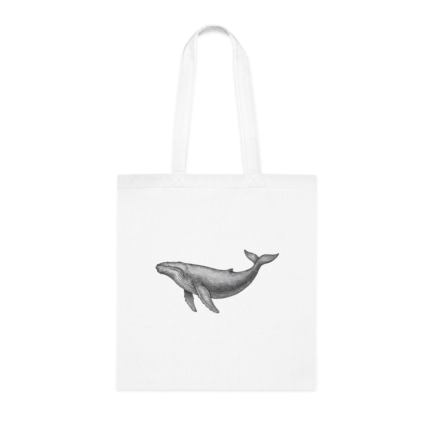 Vintage Etching Whale Tote Bag