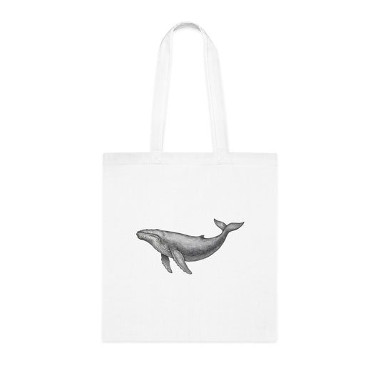 Vintage Etching Whale Tote Bag