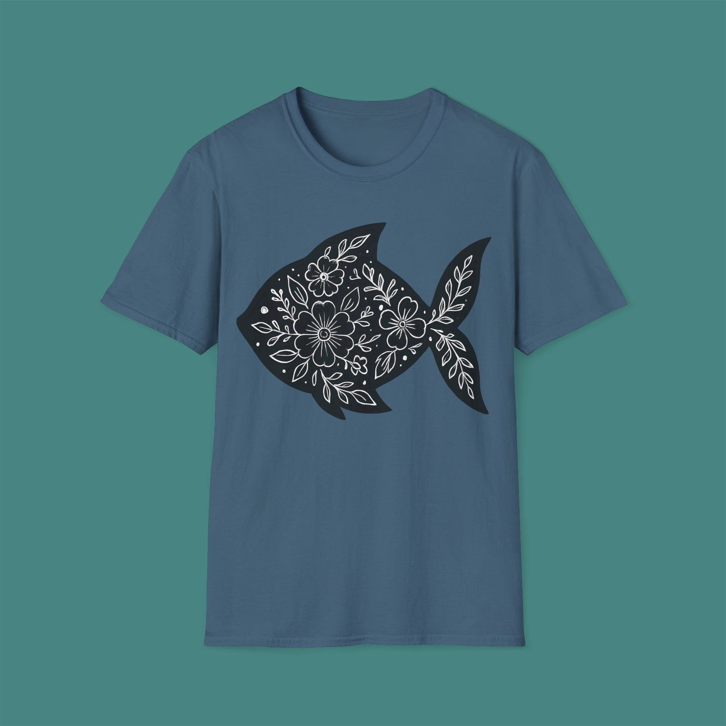 Floral Fish Silhouette Unisex T-Shirt