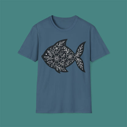 Floral Fish Silhouette Unisex T-Shirt