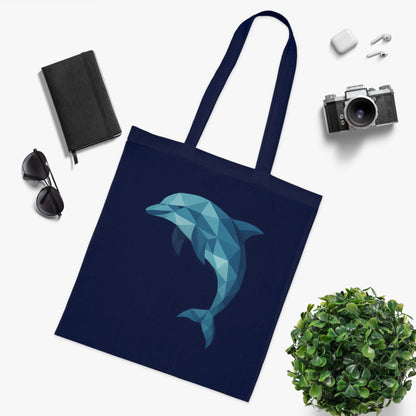 Geometric Polygon Dolphin Tote Bag