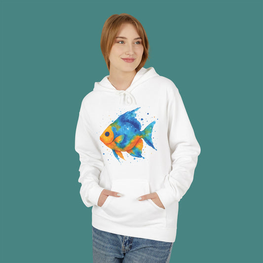 Watercolor Splash Fish Fleece Unisex Hoodie
