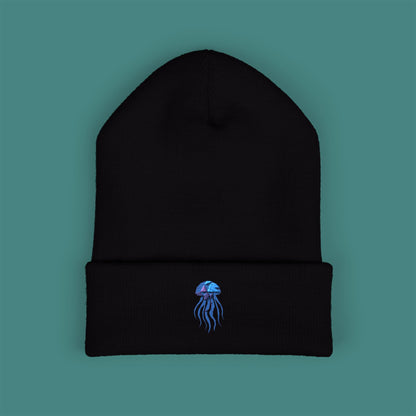 Geometric Polygon Jellyfish Embroidered Beanie