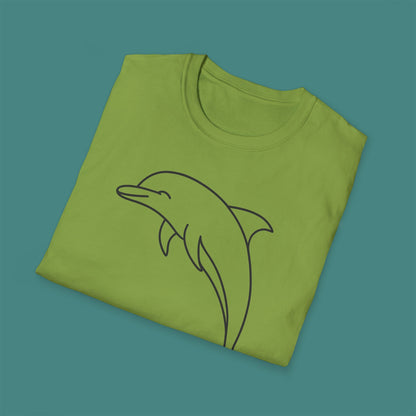 Minimalist Line Art Dolphin Unisex T-Shirt