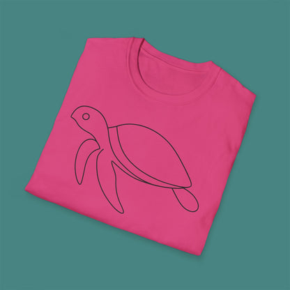 Minimalist Line Art Turtle Unisex T-Shirt