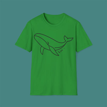 Minimalist Line Art Whale Unisex T-Shirt