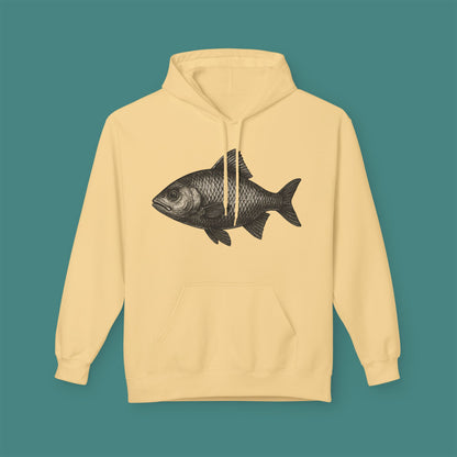 Vintage Etching Fish Fleece Unisex Hoodie