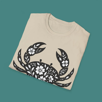 Floral Crab Silhouette Unisex T-Shirt