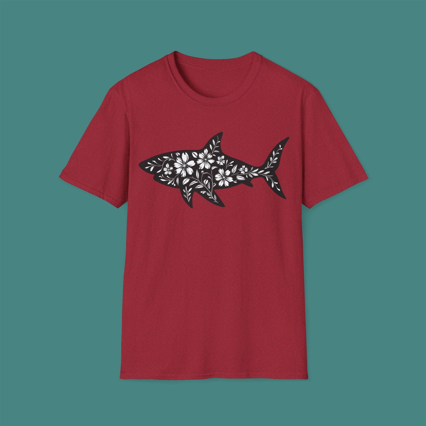 Floral Shark Silhouette Unisex T-Shirt
