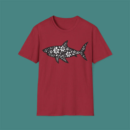Floral Shark Silhouette Unisex T-Shirt