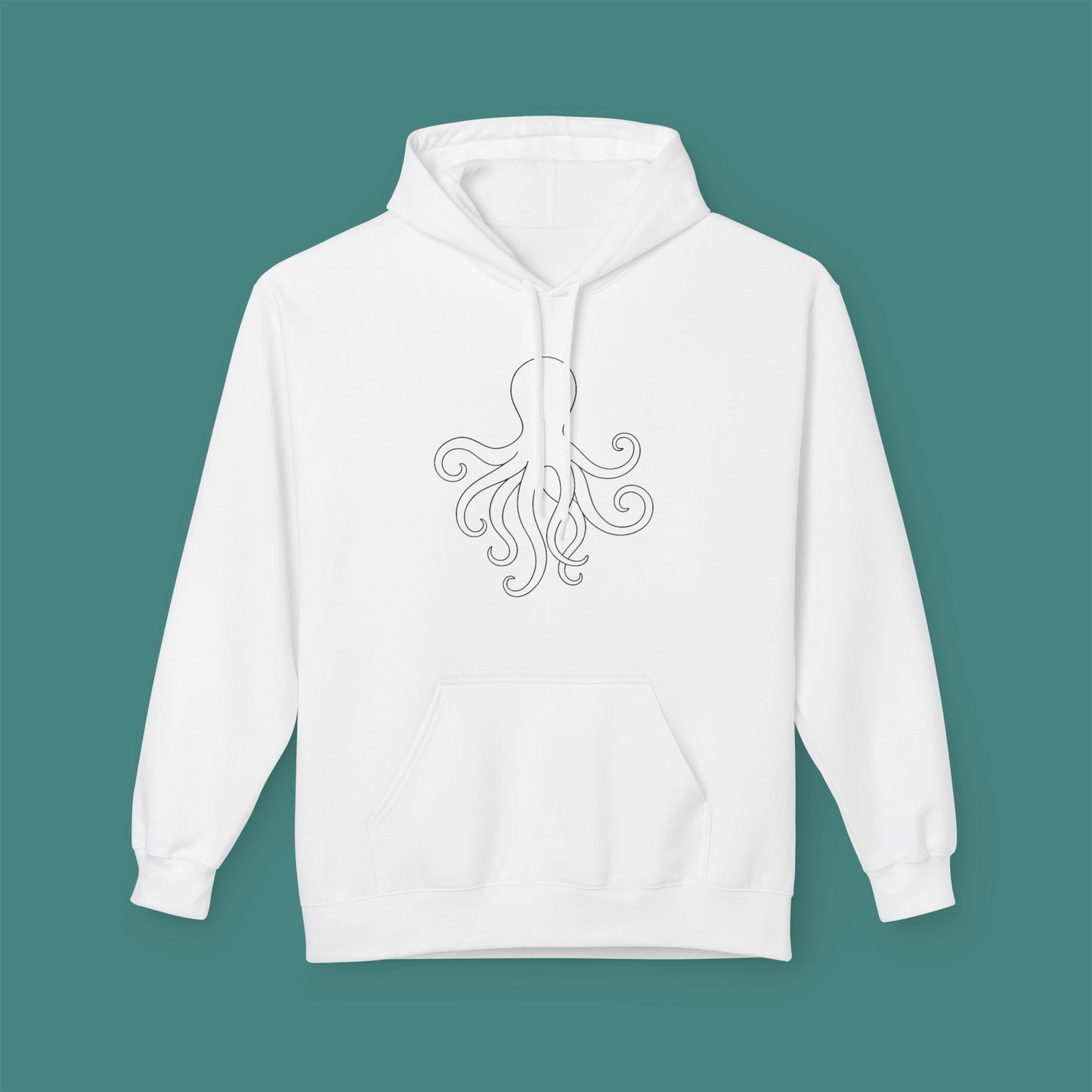 Minimalist Line Art Octopus Fleece Unisex Hoodie