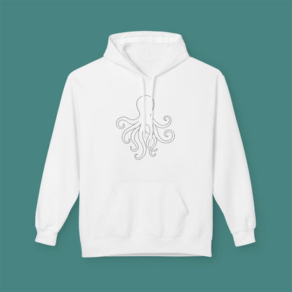 Minimalist Line Art Octopus Fleece Unisex Hoodie