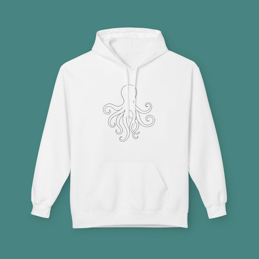 Minimalist Line Art Octopus Fleece Unisex Hoodie
