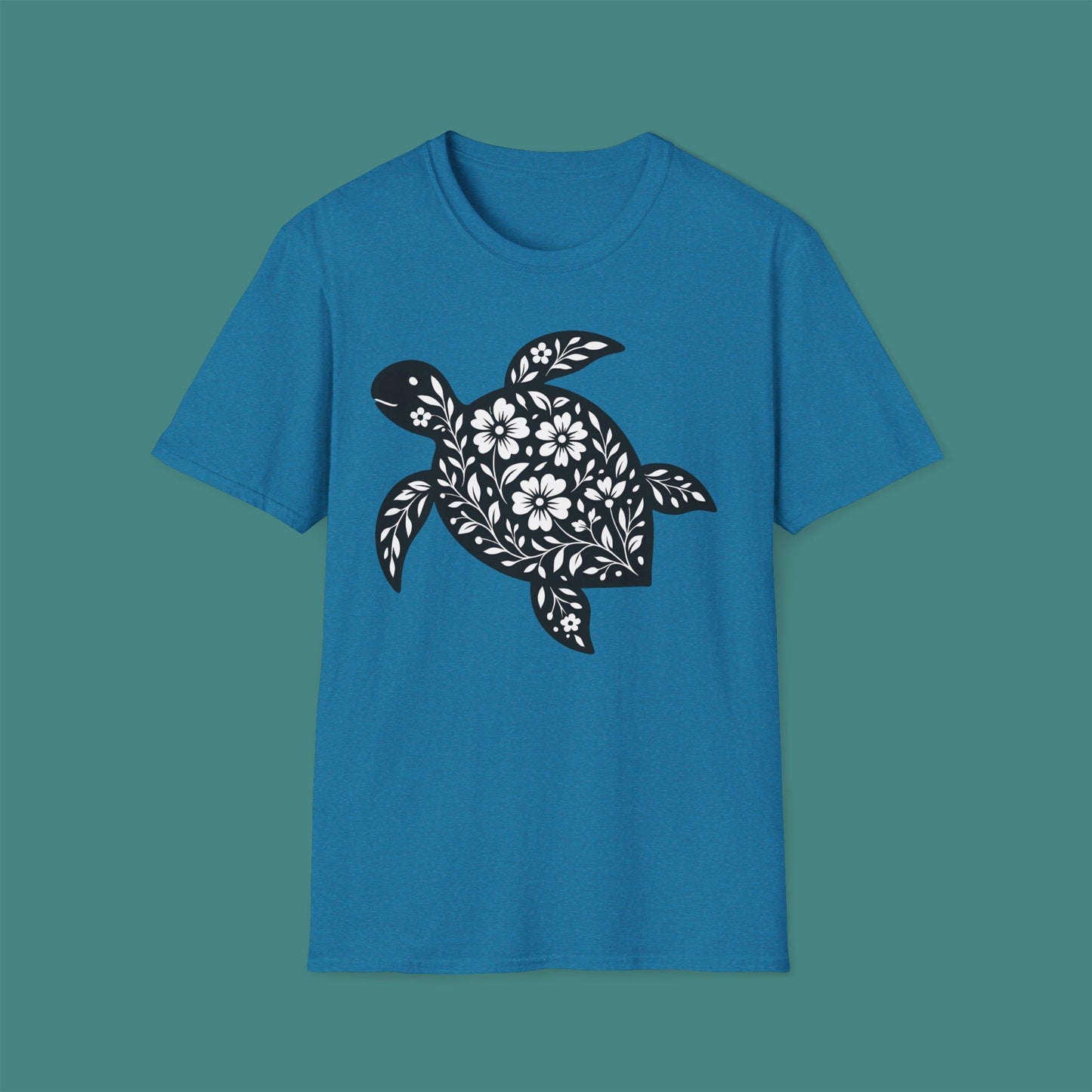 Floral Turtle Silhouette Unisex T-Shirt