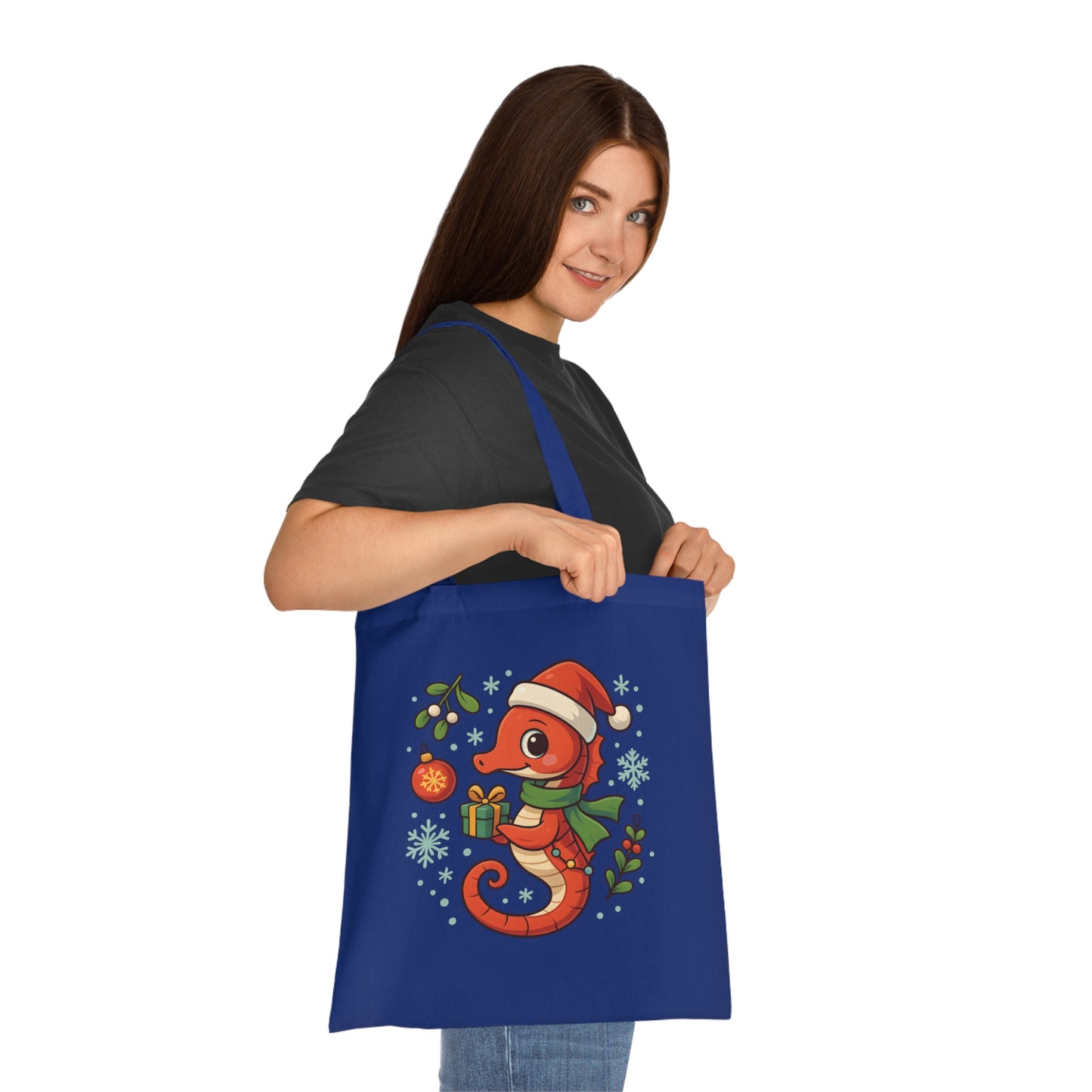 Christmas Seahorse Tote Bag