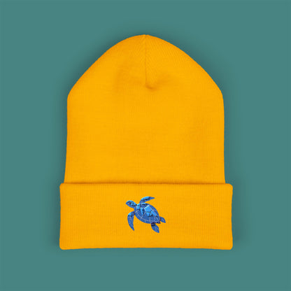 Geometric Polygon Turtle Embroidered Beanie