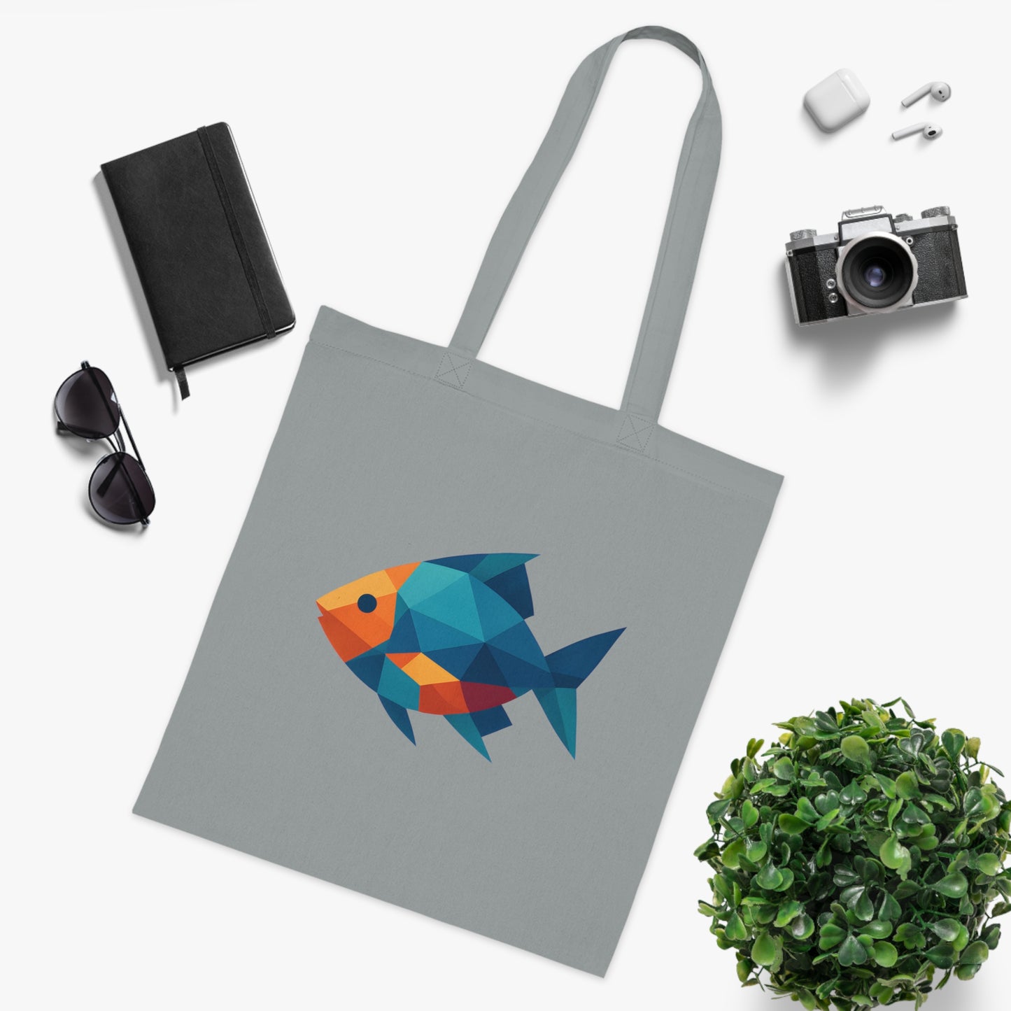 Geometric Polygon Fish Tote Bag