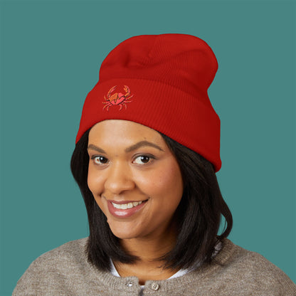 Geometric Polygon Crab Embroidered Beanie