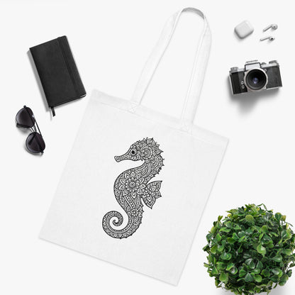 Intricate Mandala Seahorse Tote Bag