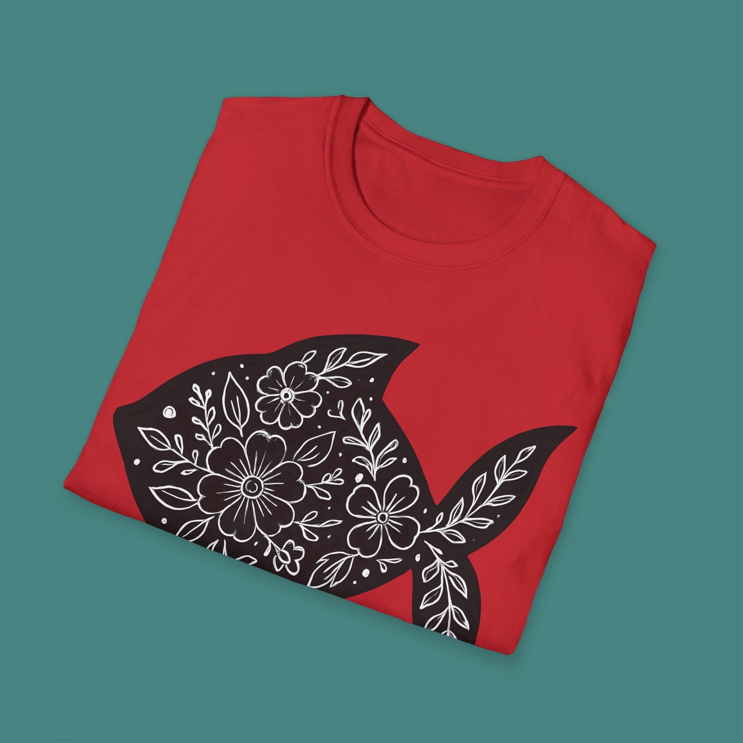 Floral Fish Silhouette Unisex T-Shirt