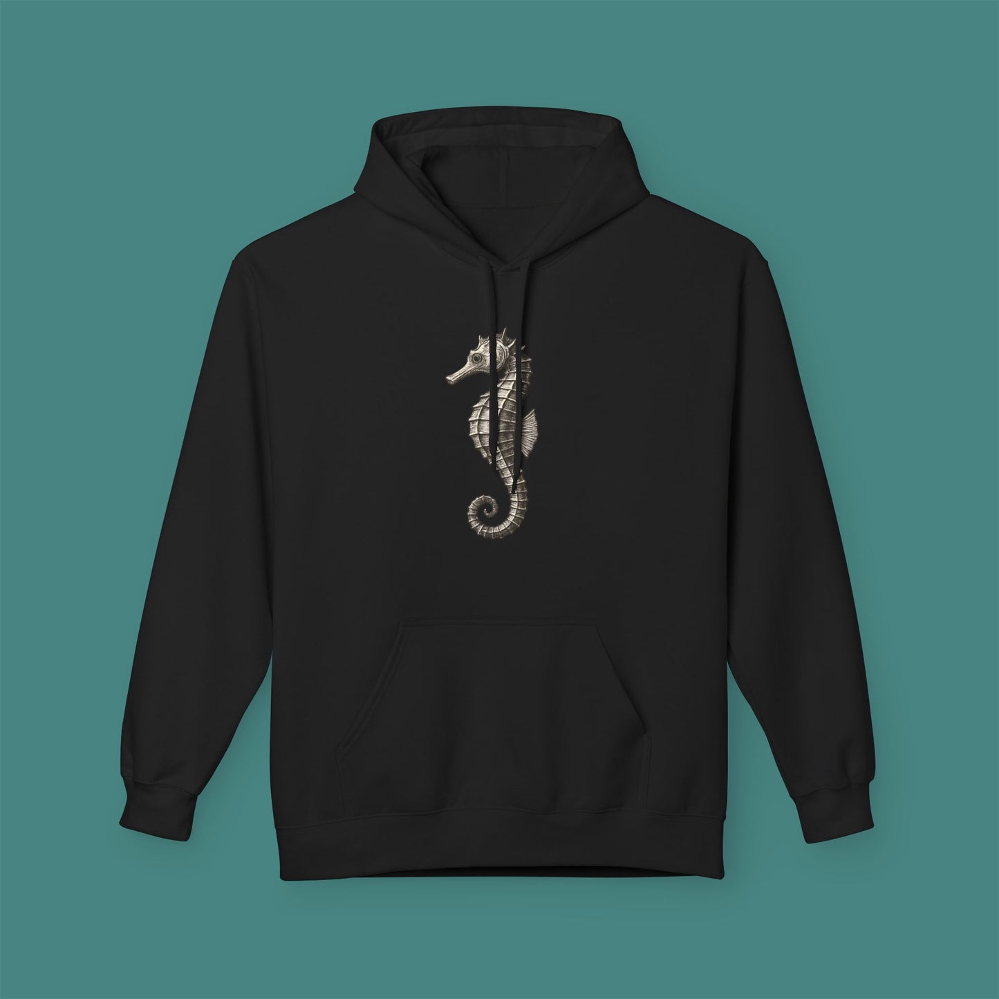 Vintage Etching Seahorse Fleece Unisex Hoodie