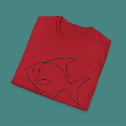 Minimalist Line Art Fish Unisex T-Shirt