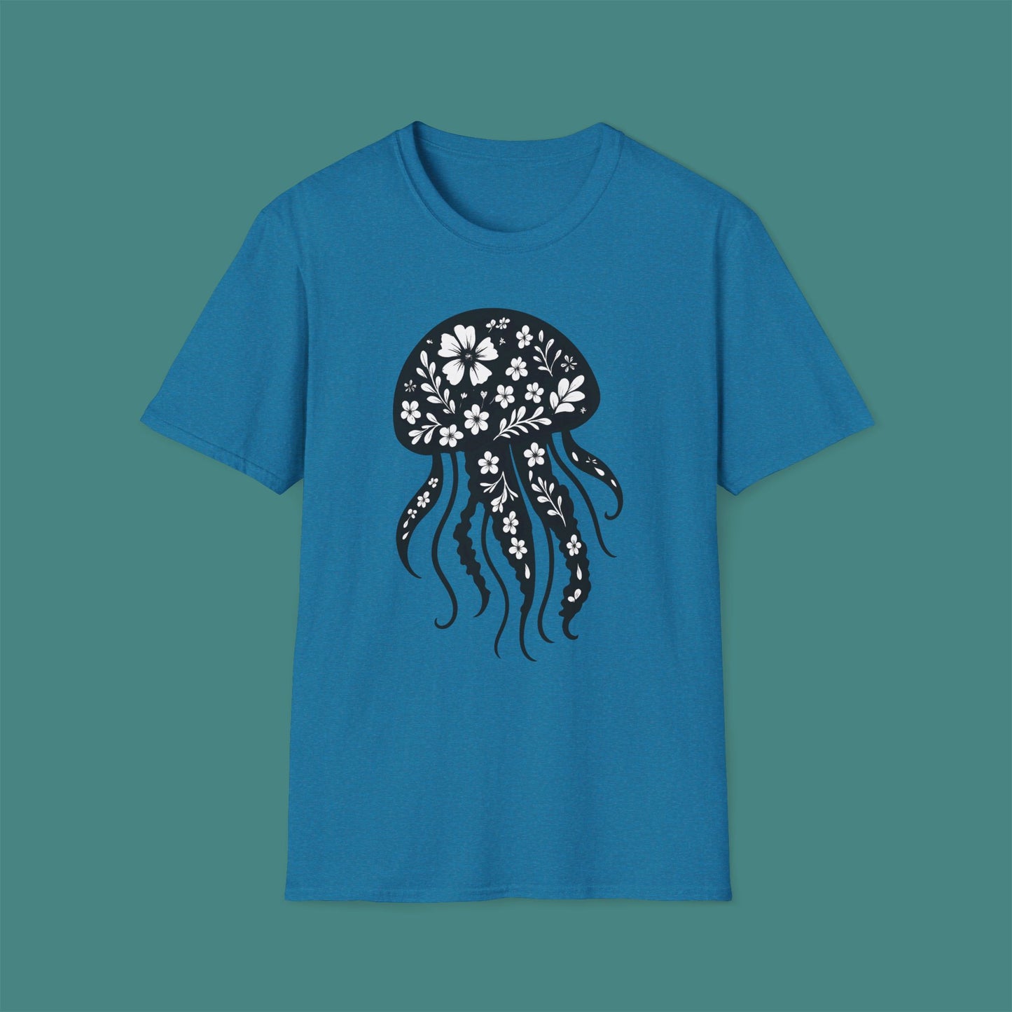 Floral Jellyfish Silhouette Unisex T-Shirt