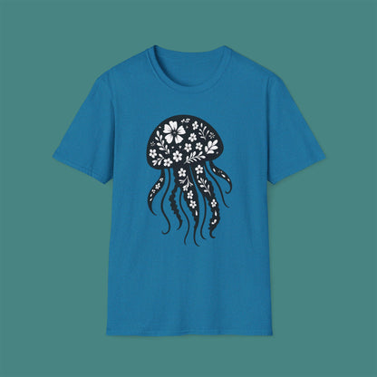 Floral Jellyfish Silhouette Unisex T-Shirt