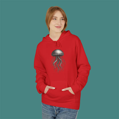 Vintage Etching Jellyfish Fleece Unisex Hoodie